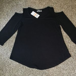 JM Collection Cold Shoulder Top